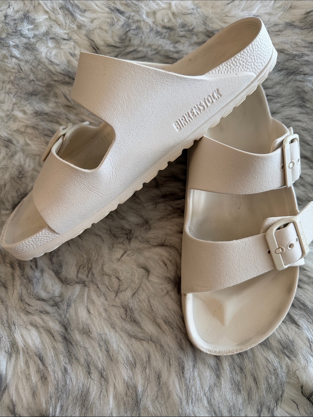 Birkenstock White Double-Band EVA Slide Sandals